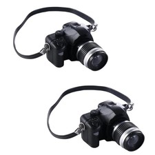 2Pcs 1:4 Scale Mini Camera Prop Ornament Vintage Scale, Black
