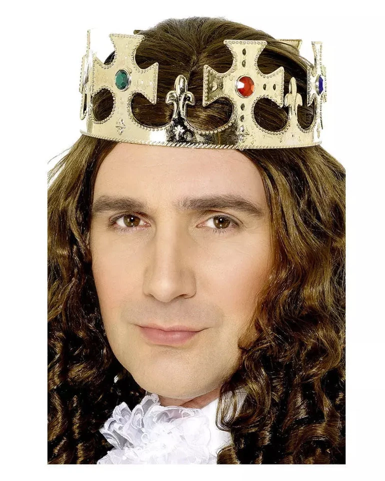 Goldene Königskrone mit Schmucksteinen Royale Krone für Erwachsene Halloween - Bild 1 von 1