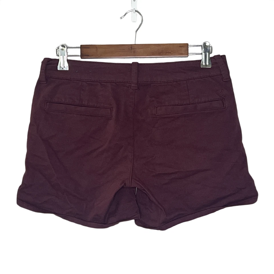 American Eagle Mujer Informal Midi Chino Shorts Talla 6 Elástico Sólido Borgoña Foto 2 de 4