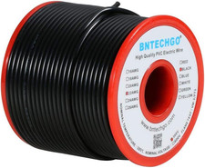 22 Gauge PVC 1007 Solid Electric Wire Black 100 Ft 22 AWG 1007 Hook up Tinned Co