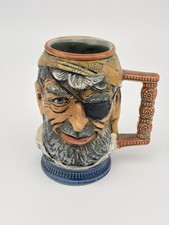 Vintage Keramik Bierkrug Pirat mit Augenklappe Made in Italy Sammlerkrug