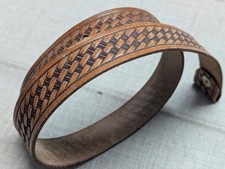 vintage TOOLED buckle belt WESTERN handcrafted 30 brown COWHIDE leather