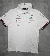 Mercedes AMG Petronas F1 Team Polo Shirt White Mens Medium Short Sleeve Racing