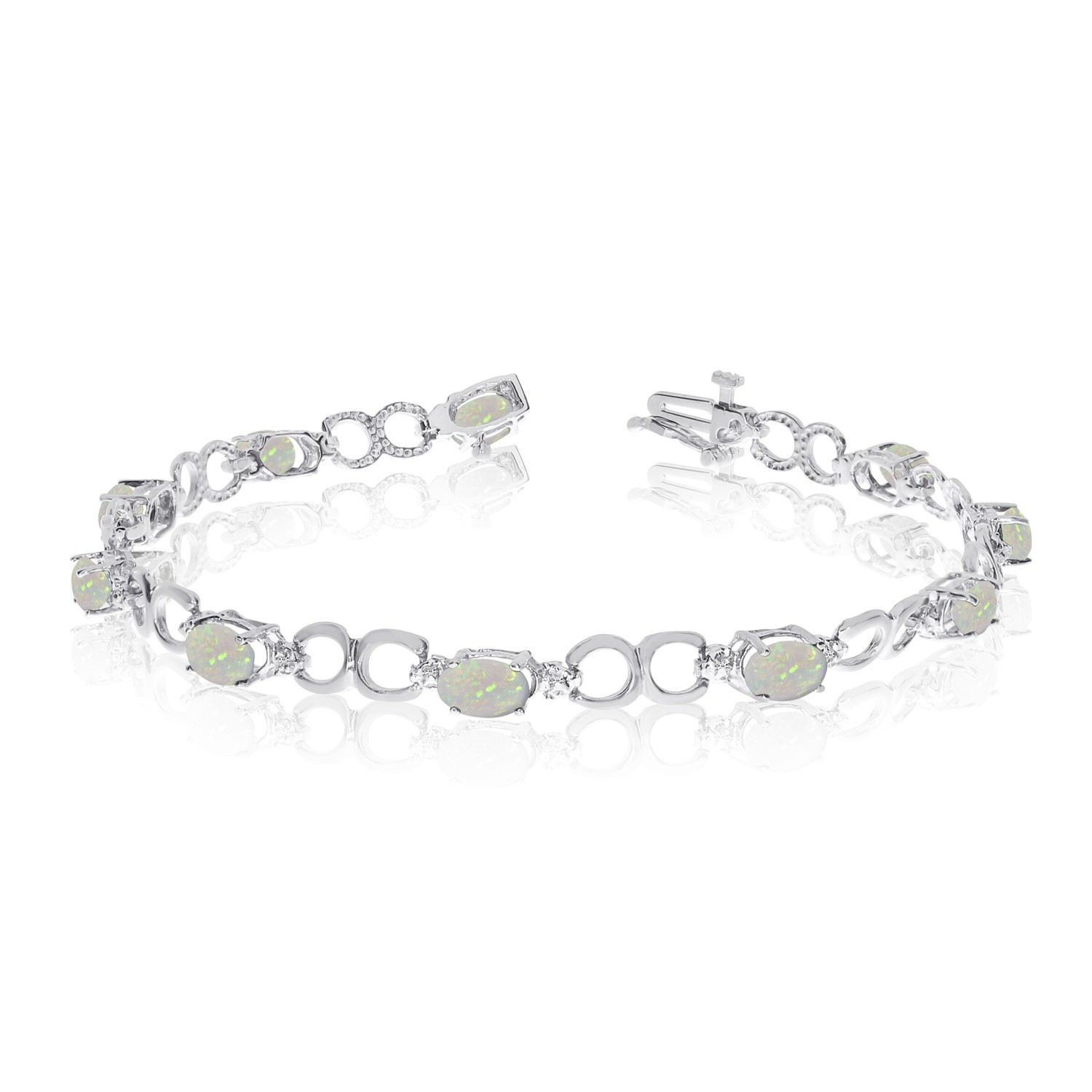 LXR 14K Weigold Oval Opal und Diamant Armband 19 ct 664790₽