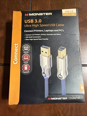 New Monster Advanced High Speed USB to USB/B Cable 7ft 2.13M Printers Laptops PC