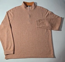 Vtg Scott Barber Sweater Mens L 1/4 Zip Soft Fleece Rayon Blend Orange Preppy
