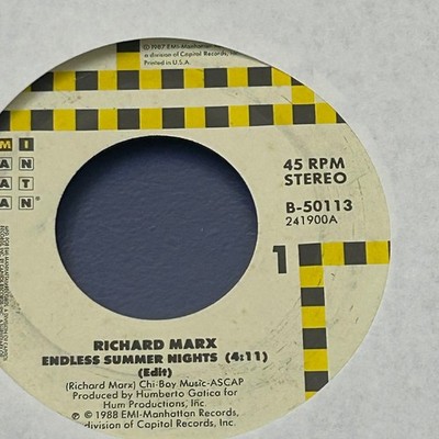Richard Marx   Endless Summer Nights 7'' Single 1988 EMI-Manhattan Pop 45 RPM