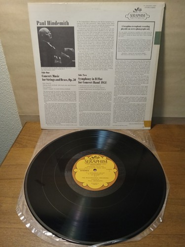 Paul Hindemith - Concert Music for Strings and Brass, LP Seraphim Stereo S-60005 - Foto 3 di 4