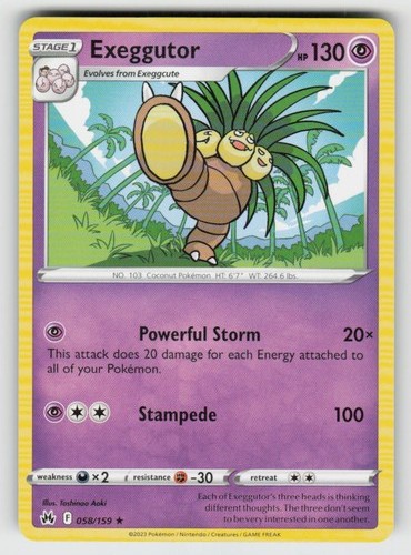 Exeggutor 058/159 Rare Crown Zenith Near Mint