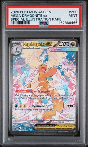 2026 POKEMON ASCENDED HEROES SPECIAL ILLUSTRATION RARE MEGA DRAGONITE EX PSA 9