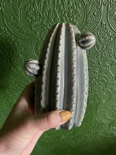 Ceramic Glazed Cactus Vase With A Textured Detail & Glazed Finish