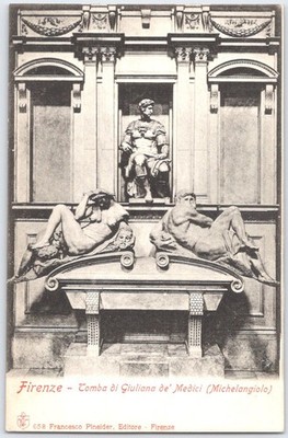 Florence Italy - Tomb of Giuliano de' Medici, Michelangelo Sculpture Postcard