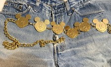 Mickey Mouse Honey Fashions New York Goldtone Adjustable Chain Belt Vintage