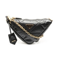 Authentic PRADA Nappa leather quilted triangl...