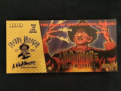 freddy krueger 24k Gold Plated Foil Banknote Novelty Art Collecting