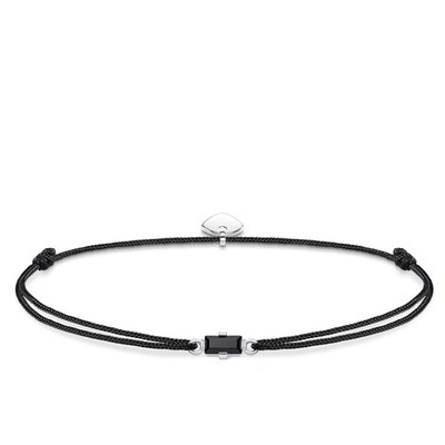 Damen Armband Little Secret Schwarzer Stein BaguetteSchliff Nylon, 925 Sterli...