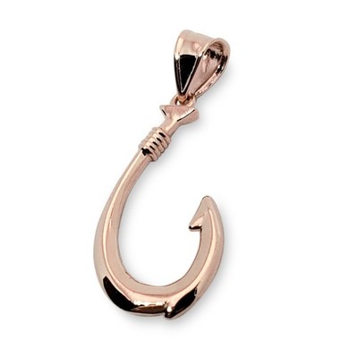 Real 14K Rose Gold Fish Hook Pendant All Sizes Hawaiian Fish Hook Jewelry