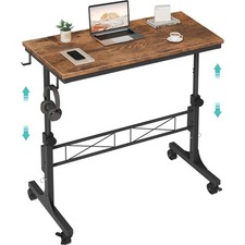 Small Portable Rolling Standing Desk - 32 Inch Adjustable Height Mobile Stand...