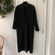 Vintage Pascali mohair sweater cardigan long jacket pockets coat size S black