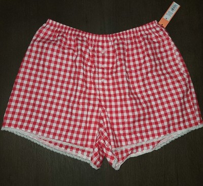 NEW WOMENS COLSIE RED CHECKERED FLANNEL SLEEP SHORTS SIZE M