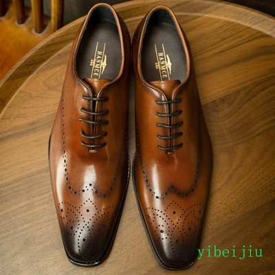 Men's Dress Formal Derby 100% Real Leather Oxfords Shoes Wing Tip Brogue Banquet