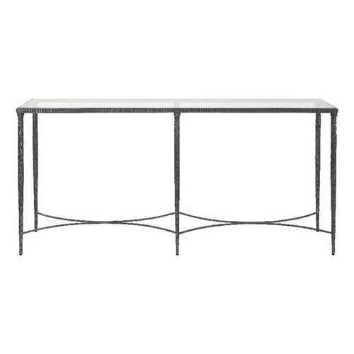 Uttermost Washington Tempered Glass and Metal Console Table in Black - Picture 1 of 5