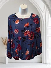 Apt.9 Sz S Semi Sheer Pullover Blouse, Multicolor Floral. G-1