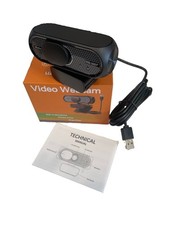 HD 1080P USB Webcam Built-in Microphone Privacy Cover Plug  Play Black