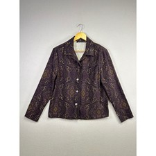 Briggs New York Womens Paisley Blazer Jacket Purple Gold Size M