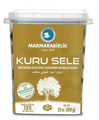 Marmarabirlik Black Olives, Dry Cured Black Olives, Halal, Small (2XS), 28oz