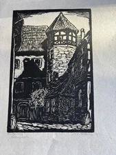 1866-1949 Wilhelm Funk Signed Woodcut 26 x 33cm Signed Wonderful Vintage Print