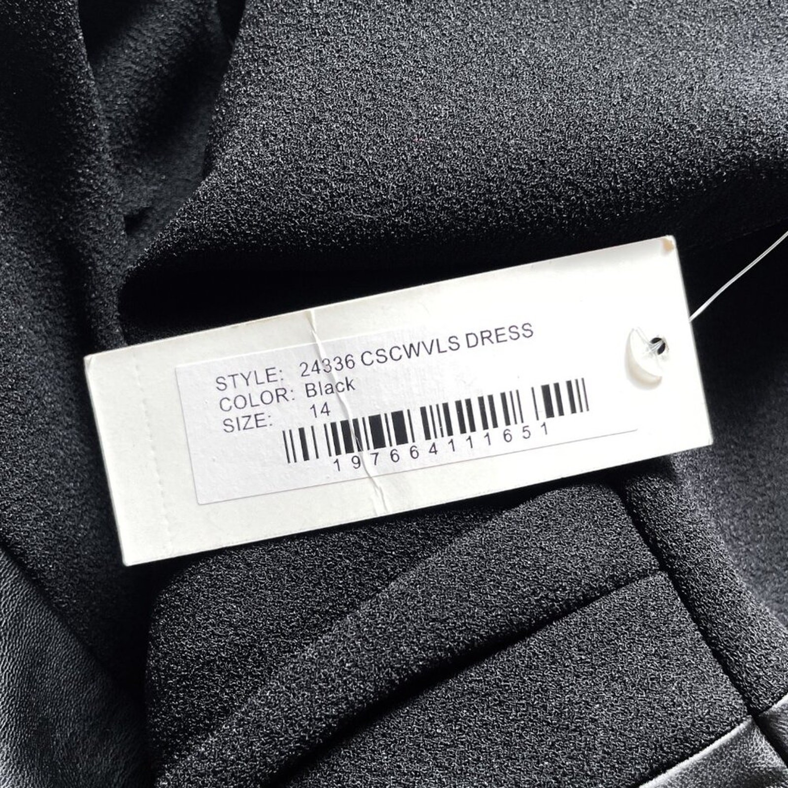 Teri Jon by Rickie Freeman Pleated Crepe Vegan Leather Dress Black Size 14 NWT