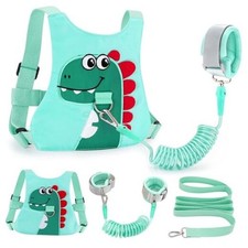 Toddler Leash-Baby Walking Safty Harness and Child Anti Lost Wrist Link GREEN
