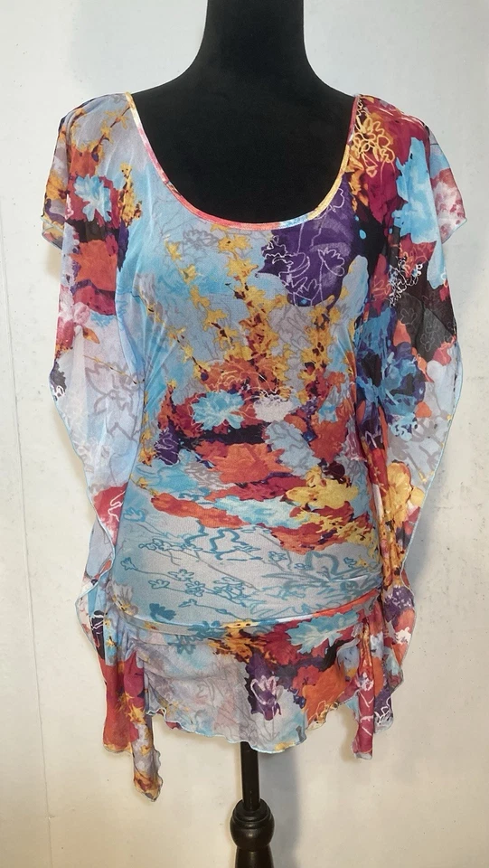 Top de malla floral Vivienne Vivienne Tam vintage talla M apresurado Y2K hada transparente años 90 Foto 2 de 4