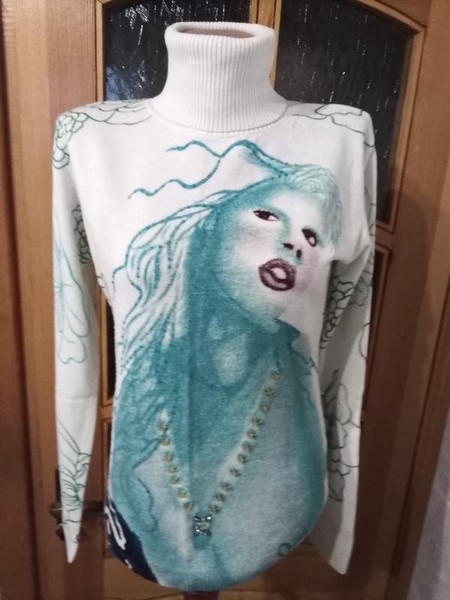 Women Issey Miyake Turtleneck White Wool 38 / M /