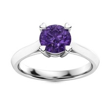 Crown Chakra Round Amethyst Gemstone 925 Silver Boho Solitaire Ring Jewelry