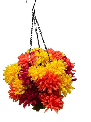 Bethlehem Lights 20'' Chrysanthemum Light up Hanging Basket