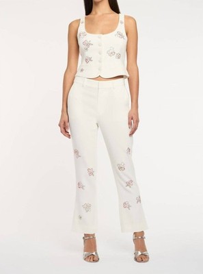Cinq A Sept Blooming Linework Cropped Kerry Pants Ivory Multi