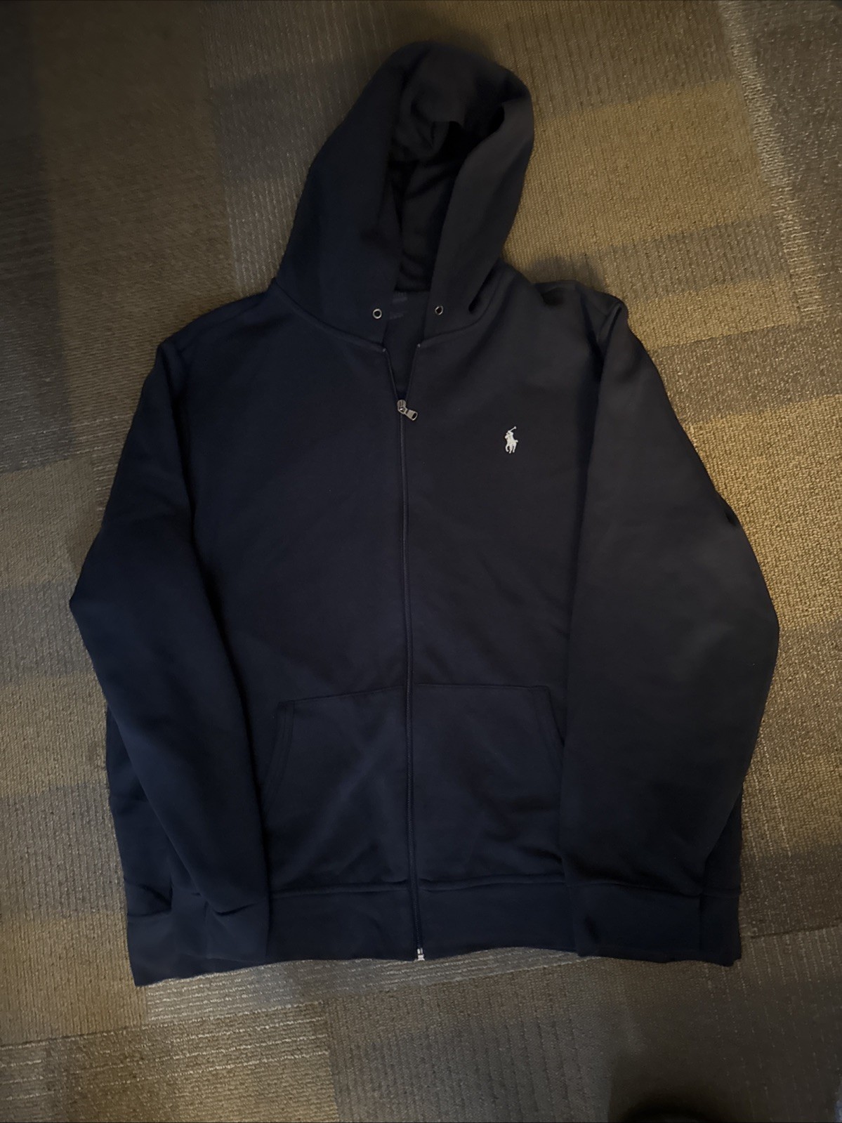 Polo Ralph Lauren felpa con cappuccio uomo 2XL nero ricamato pony manica lunga full zip
