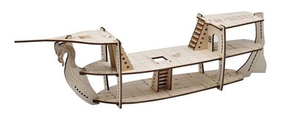 3D RPG Miniatures Ship Wood Laser Cut, 3-Level with 1'' Grid Battle Terrain Ma...