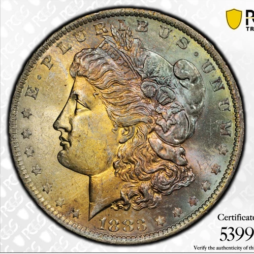 1883-O__MS64__Morgan Dollar__BEAUTIFUL!! MULTI COLOR TONED___PCGS, Unc Coin