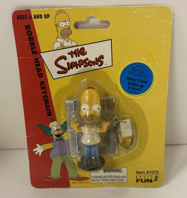 #ad The Simpsons HOMER SIMPSON Action Figure Vintage TV Cartoon Keychain Ring Holder $19.99