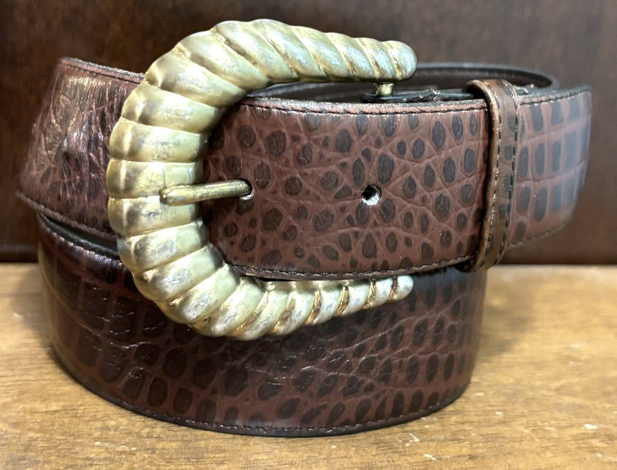 Ritz Accessories Brown Croc Embossed Leather Belt S/M 1.5  display picture 2