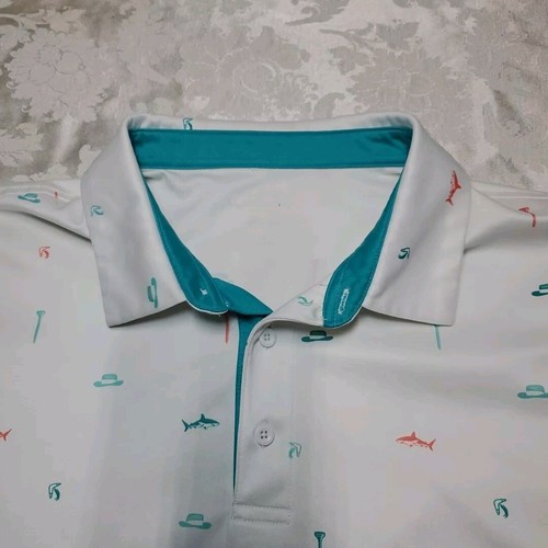 GREG NORMAN ATTACK LIFE MEN'S GOLF POLO SHIRT WHITE EXTRA LARGE POLYESTER - Picture 2 of 5