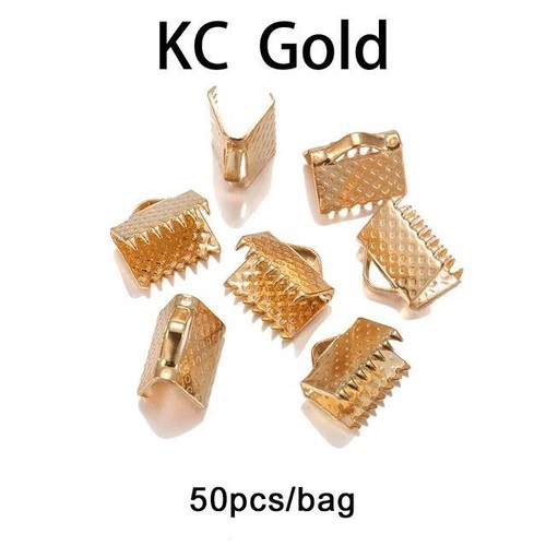 Ribbon Leather Crimp Beads - Fold Over Cord Connectors Jewelry Findings 10-50pcs - Picture 28 of 30