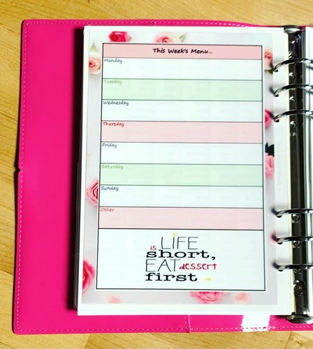 Lista de comestibles/compras y planificador de menús tablero de dos lados 4 uso con Filofax A5~ - Imagen 2 de 3