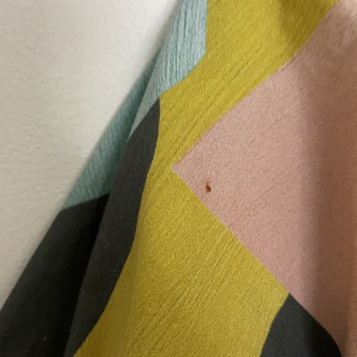 Raspberry Plum Child's Dress 3-4Y Hi-Lo Hem Ruffled Collar Paper Crayon Print - Picture 5 of 6