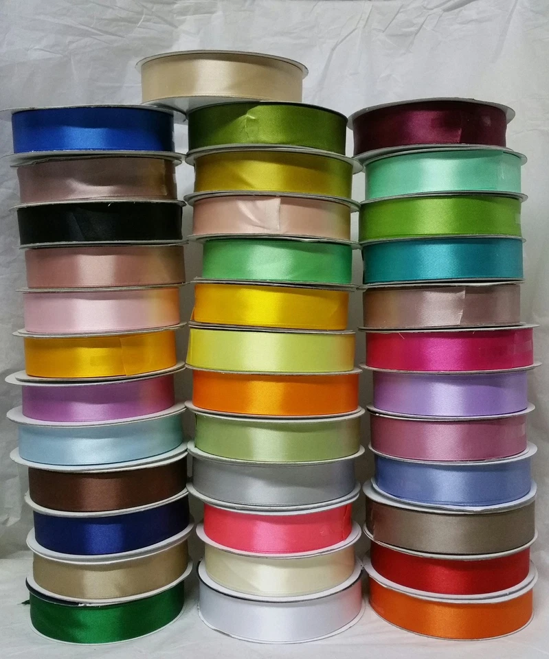 BOMBONIERE NASTRO DOPPIO RASO 25 MM ROTOLO 50 METRI FAI DA TE VARI COLORI RIBBON