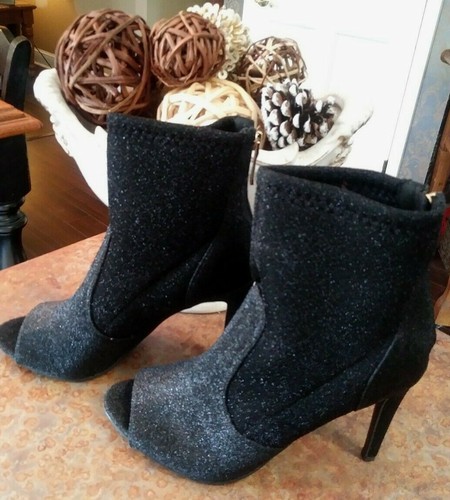 Open Toe Ankle Fashion Boots, Black 
