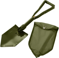 Olive Drab Tri-Fold Emergency Compact Military Shovel with Cover